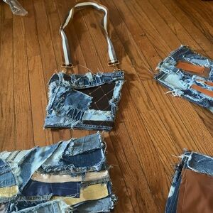 Patchwork Denim Crossbody Bag